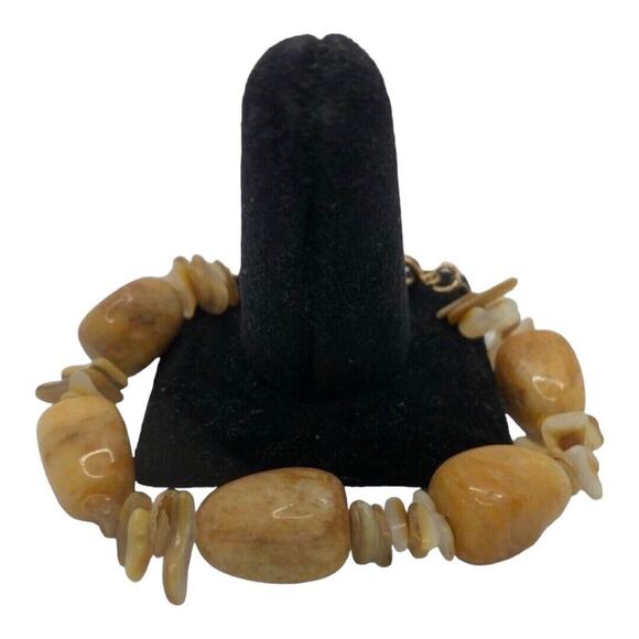 Gorgeous Unique Natural Brown And Tan Gemstone Magnetic Closure Bracelet - Picture 4 of 5